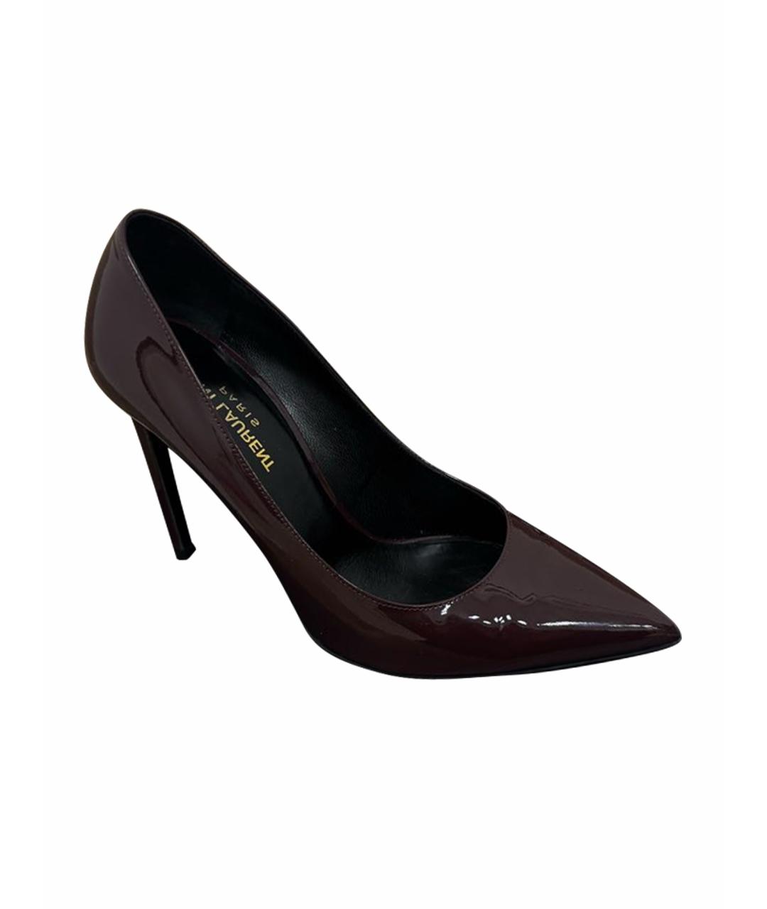 SAINT LAURENT Бордовые туфли из лакированной кожи, фото 1