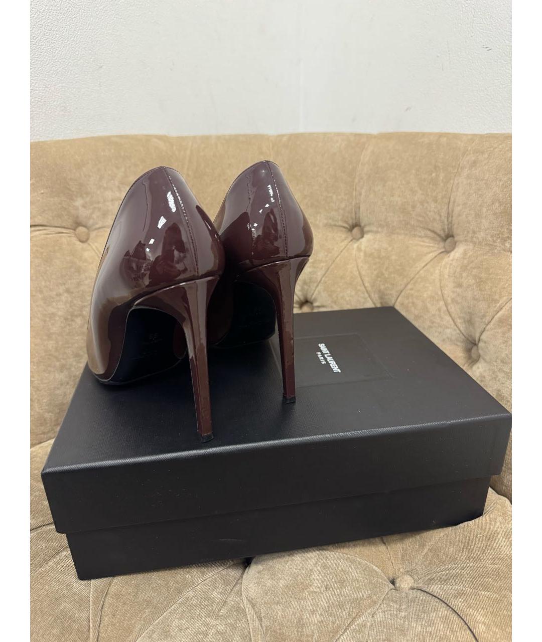 SAINT LAURENT Бордовые туфли из лакированной кожи, фото 3