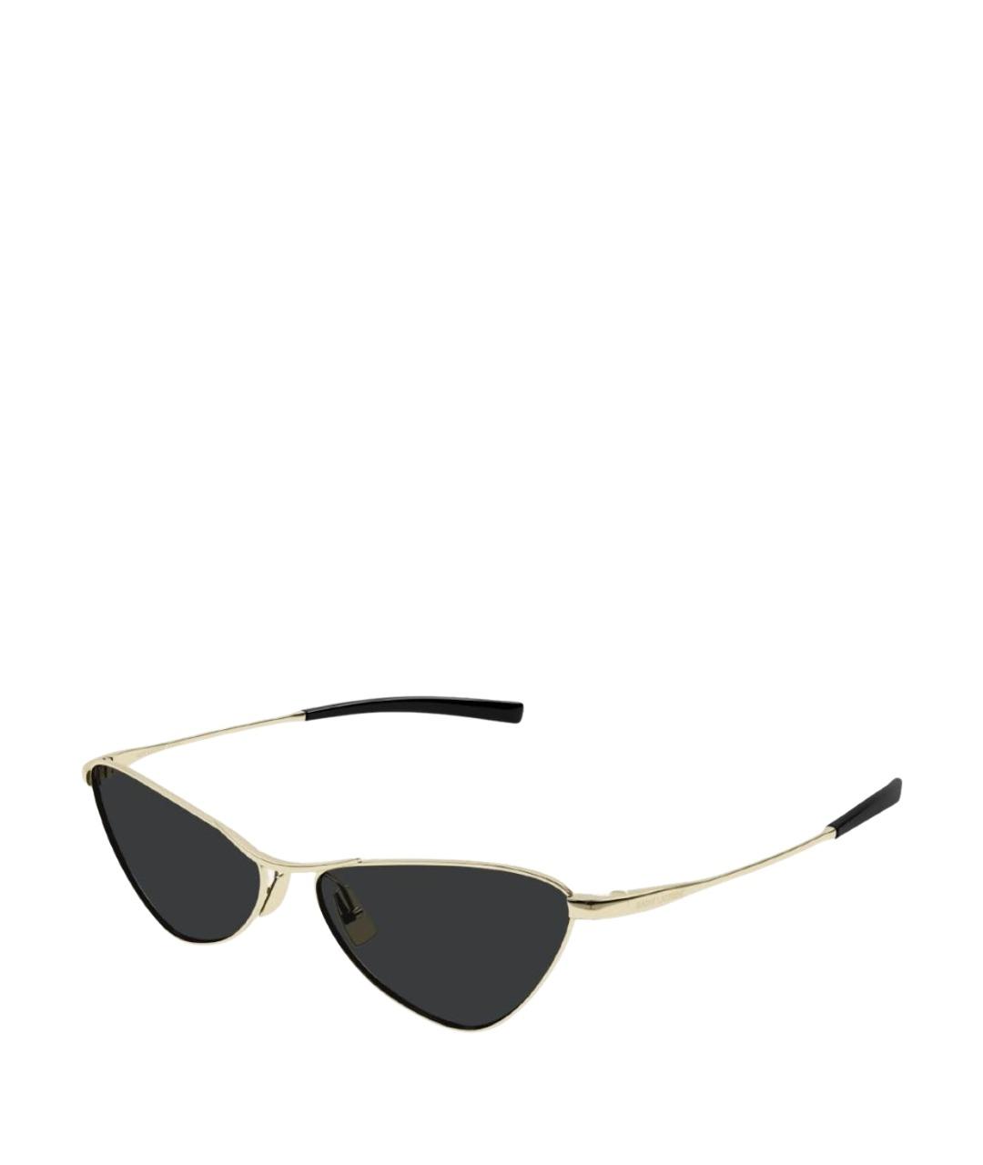 SAINT LAURENT Золотые металлические солнцезащитные очки, фото 1