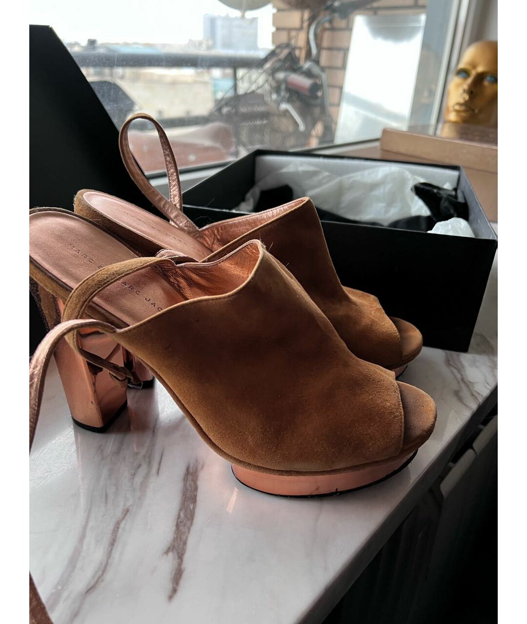 MARC BY MARC JACOBS Коричневые замшевые босоножки, фото 3