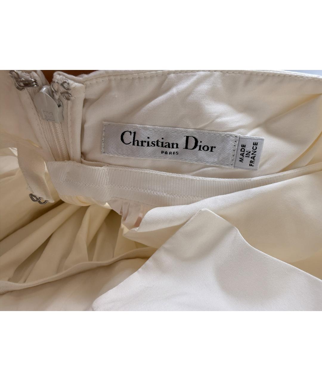 CHRISTIAN DIOR Белое хлопковое вечернее платье, фото 3