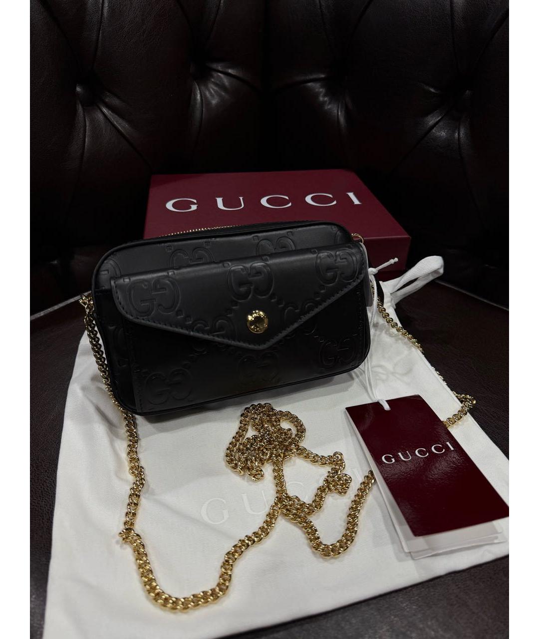 GUCCI Черная кожаная сумка через плечо, фото 2