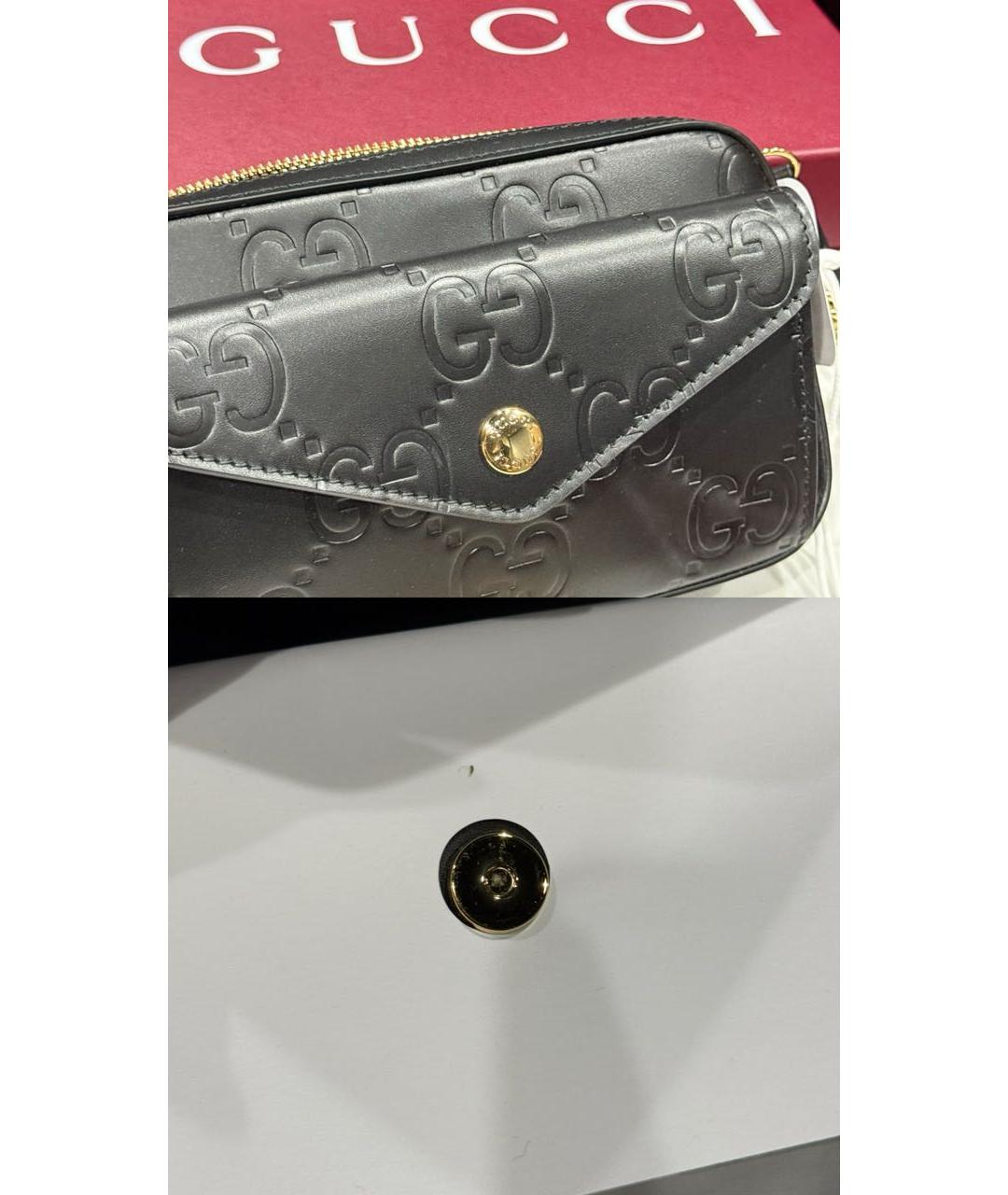 GUCCI Черная кожаная сумка через плечо, фото 7