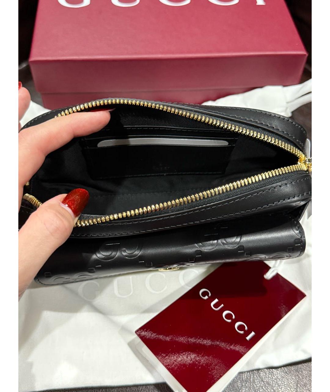 GUCCI Черная кожаная сумка через плечо, фото 5