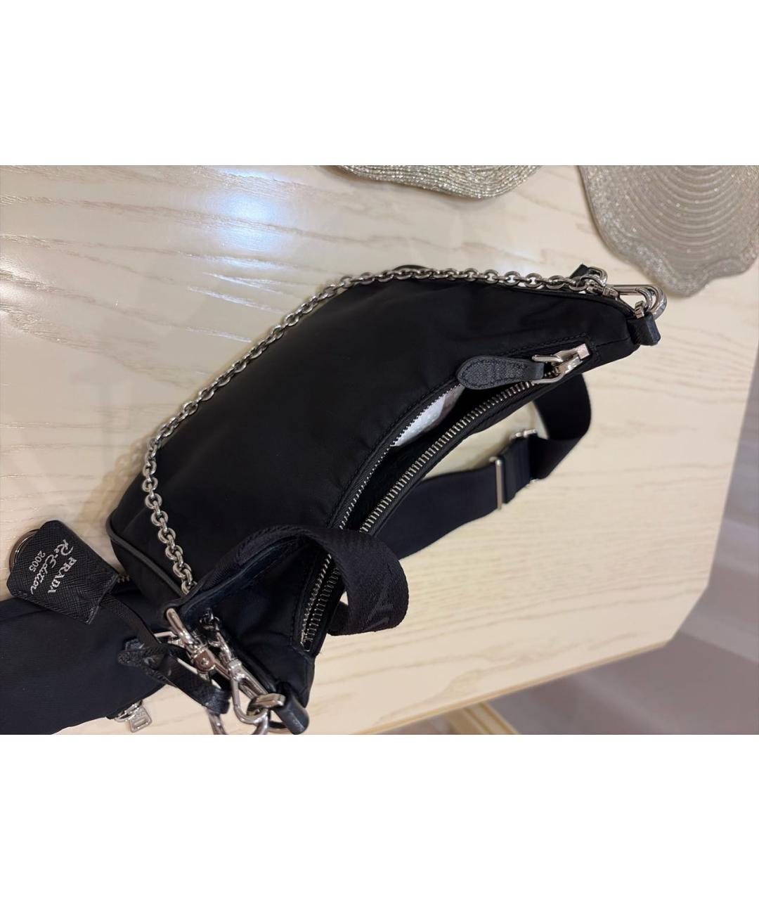 PRADA Черная тканевая сумка с короткими ручками, фото 4