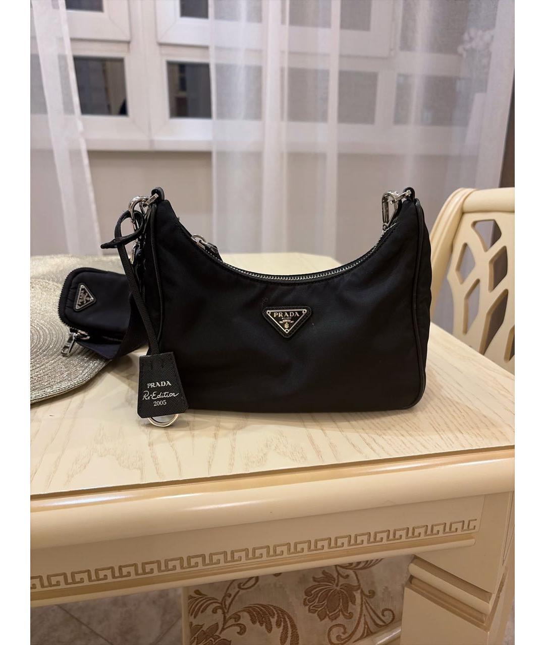 PRADA Черная тканевая сумка с короткими ручками, фото 7