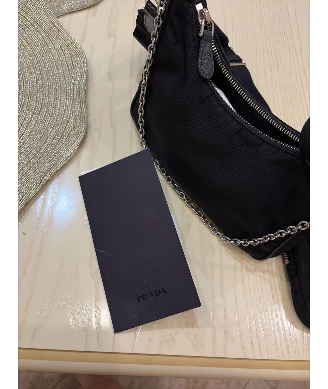 PRADA Черная тканевая сумка с короткими ручками, фото 6