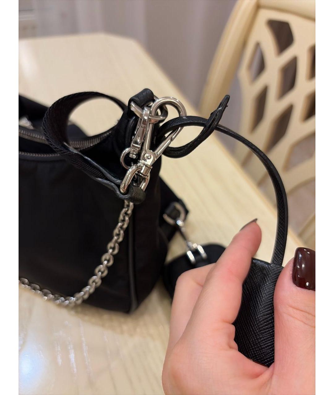 PRADA Черная тканевая сумка с короткими ручками, фото 5