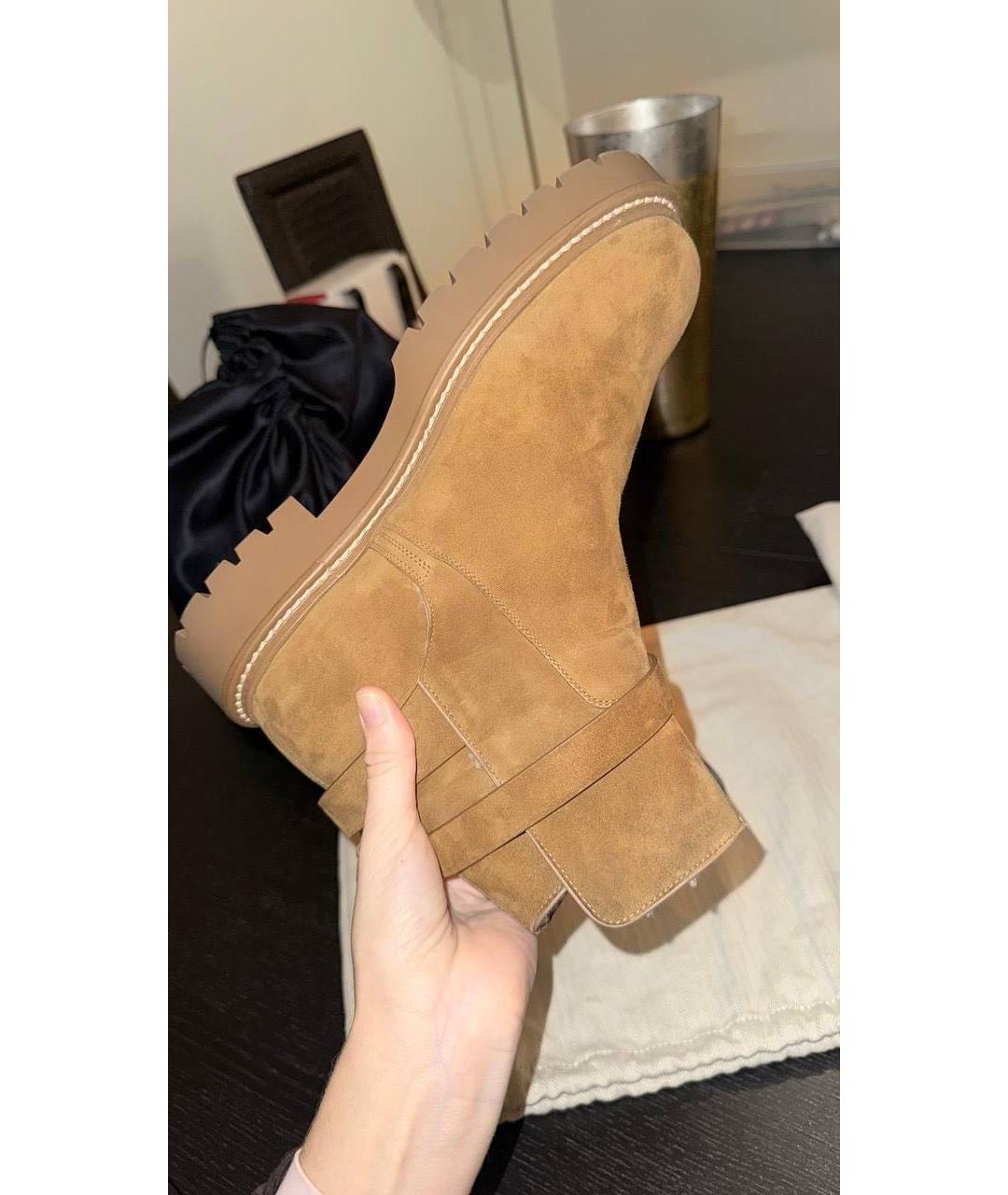 HERMES Бежевые кожаные ботинки, фото 6