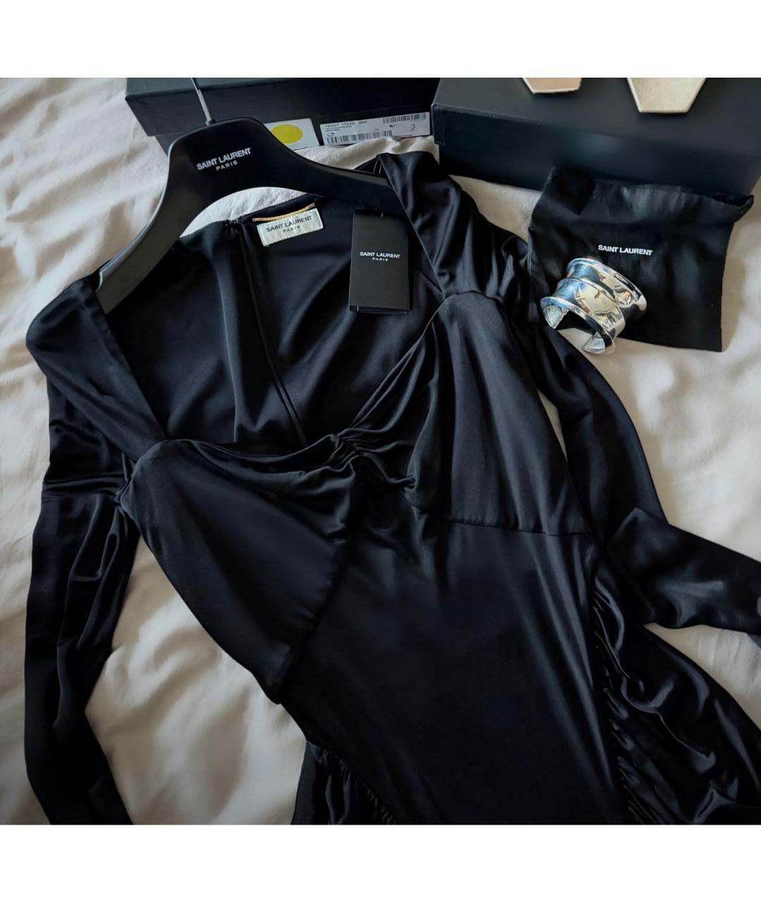 SAINT LAURENT Черное хлопковое вечернее платье, фото 2