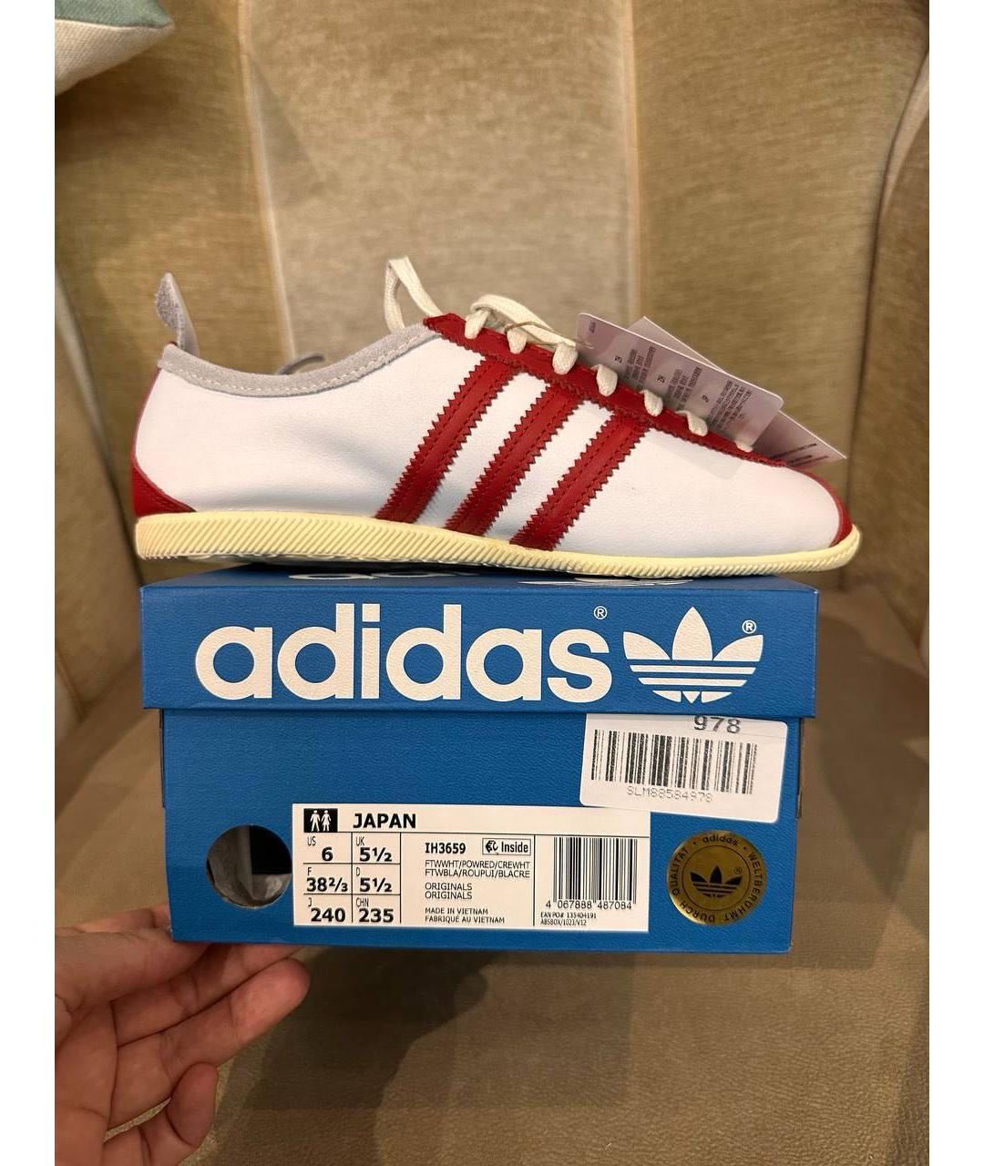 ADIDAS Белые кожаные кроссовки, фото 6