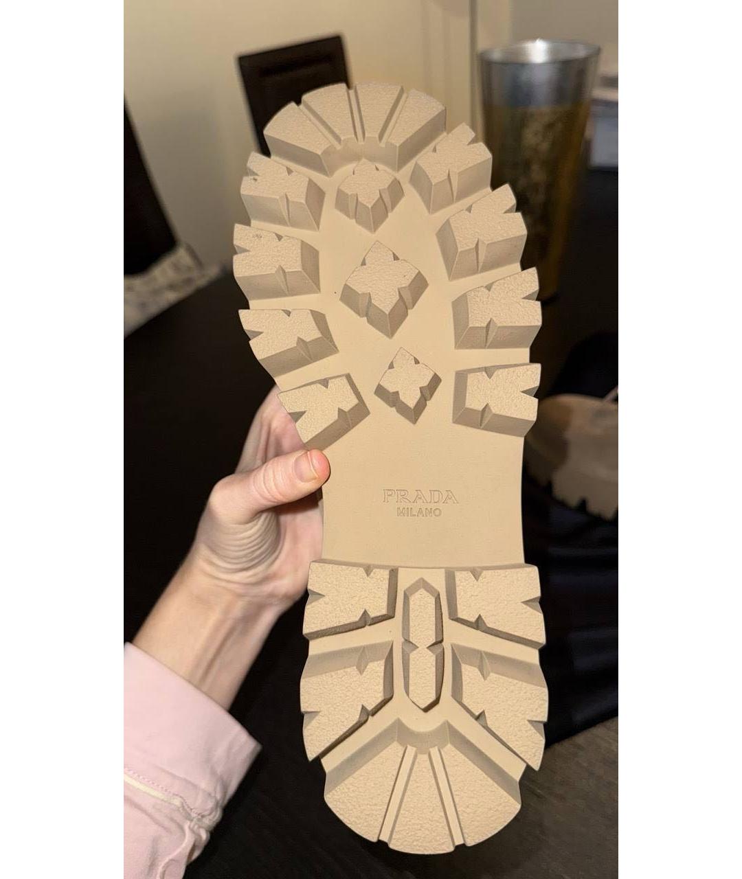 PRADA Бежевые кожаные ботинки, фото 6