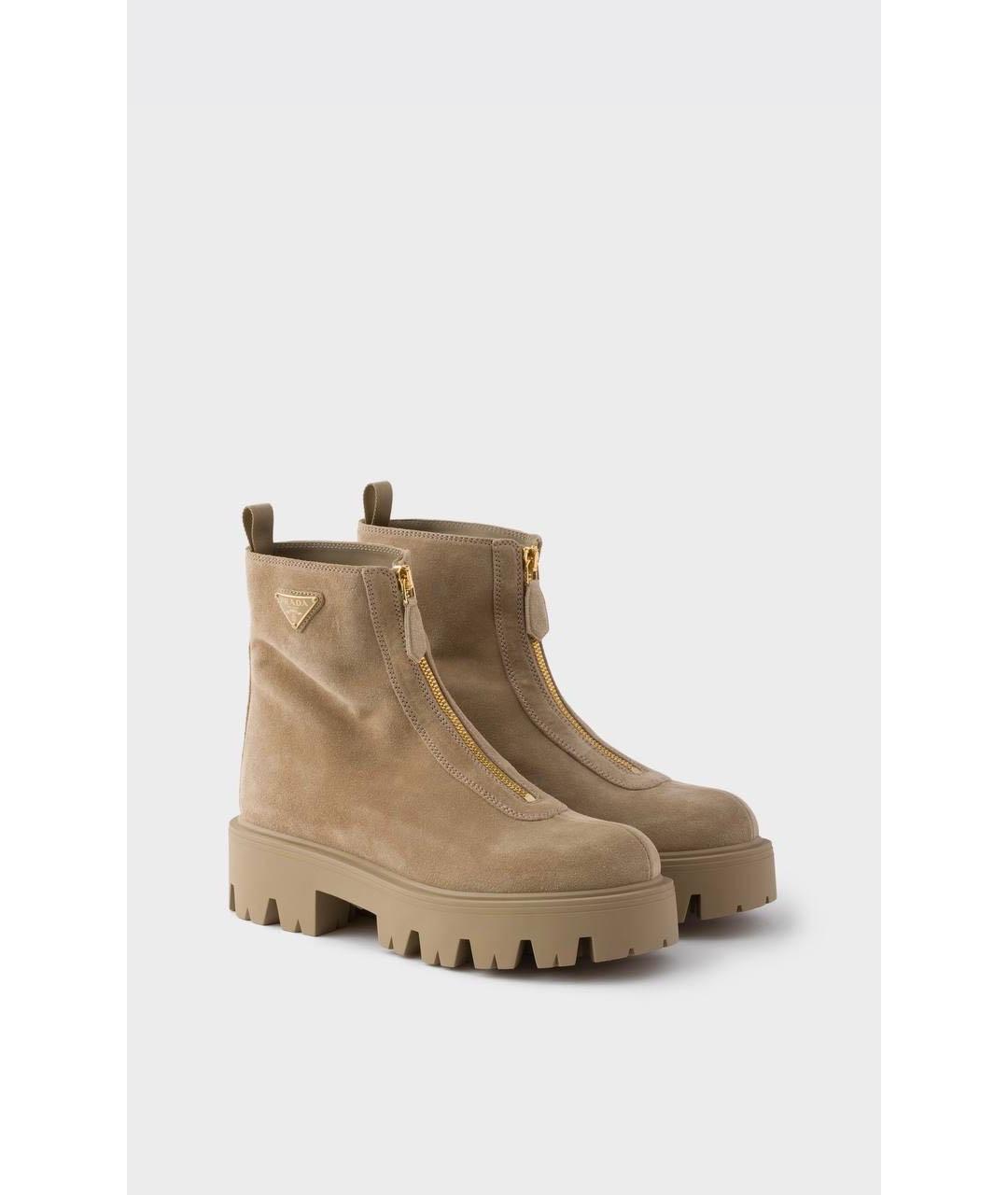 PRADA Бежевые кожаные ботинки, фото 9
