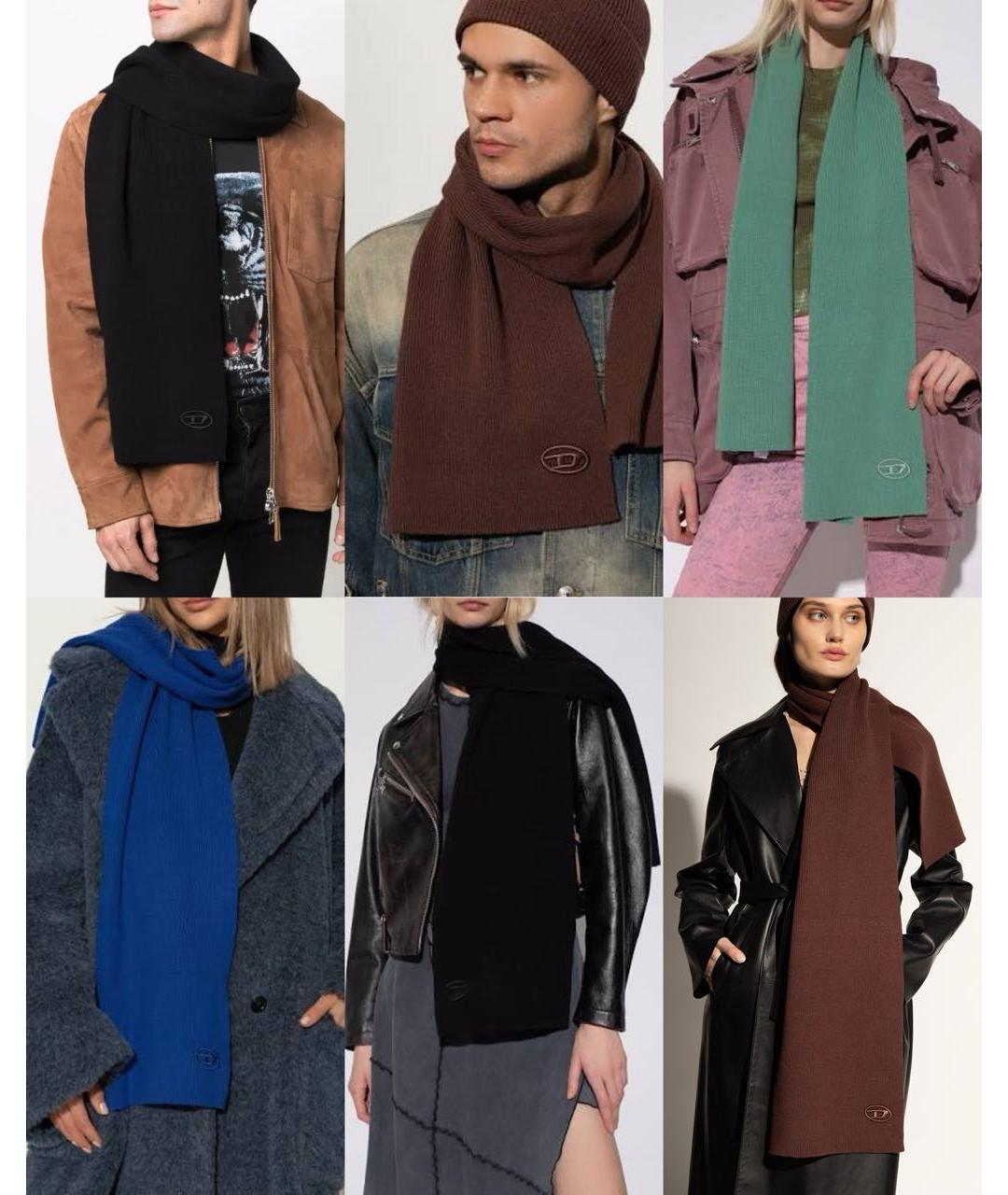 DIESEL Хаки шерстяной шарф, фото 3