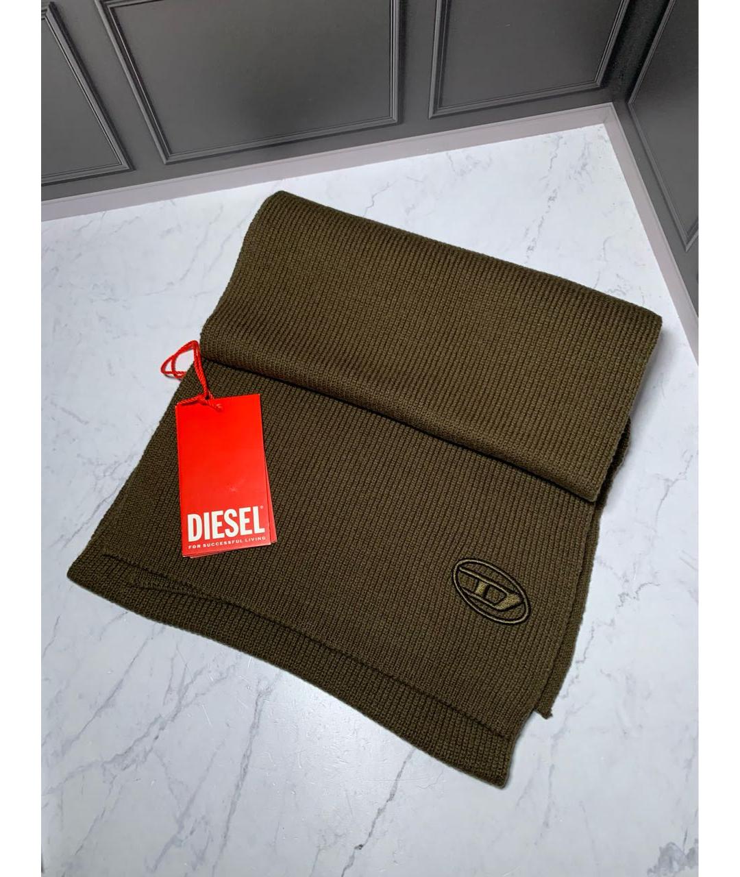 DIESEL Хаки шерстяной шарф, фото 2