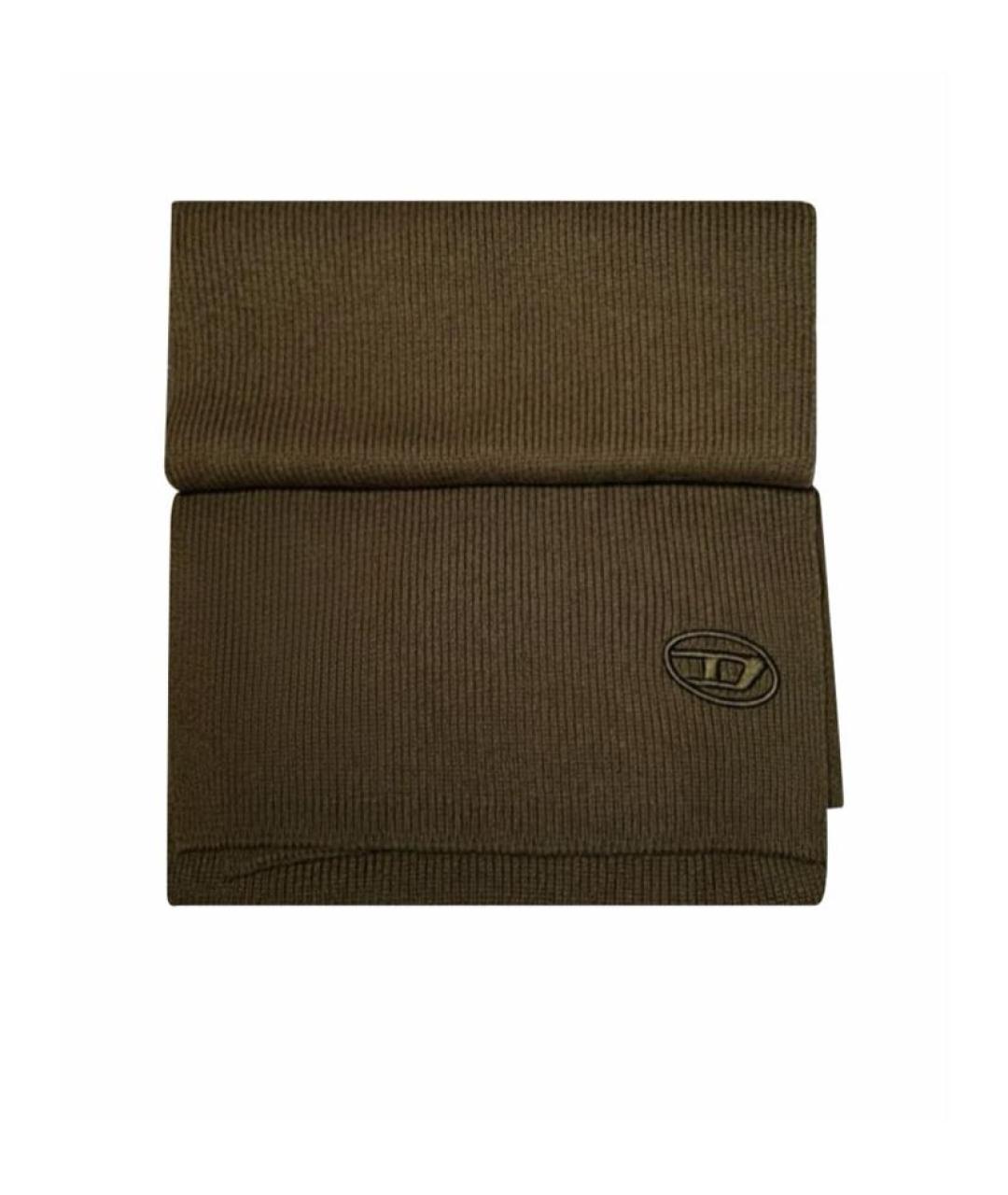 DIESEL Хаки шерстяной шарф, фото 9