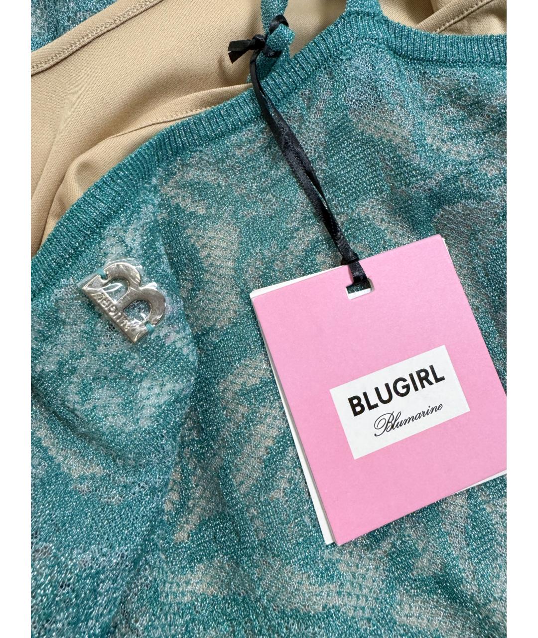 BLUGIRL Бирюзовое вискозное коктейльное платье, фото 5