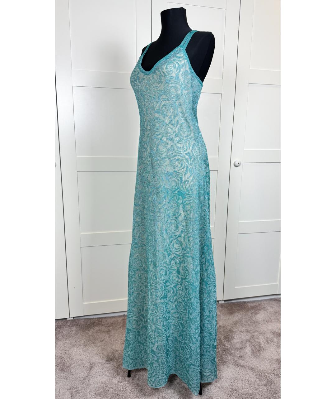 BLUGIRL Бирюзовое вискозное коктейльное платье, фото 3