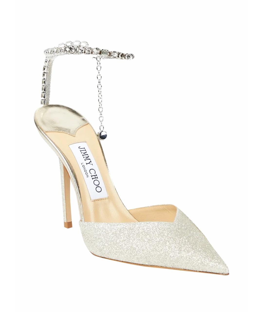 JIMMY CHOO Серебряные текстильные туфли, фото 1