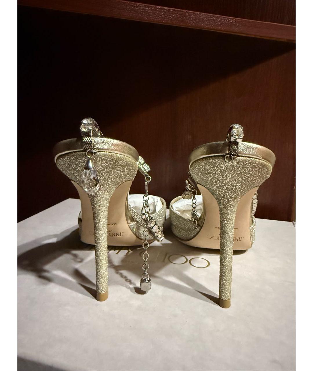 JIMMY CHOO Серебряные текстильные туфли, фото 3