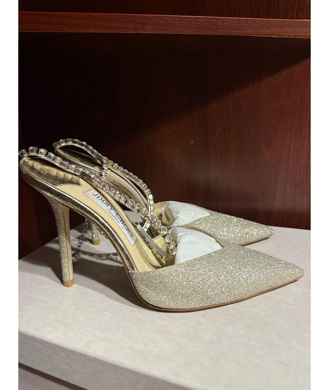 JIMMY CHOO Серебряные текстильные туфли, фото 6