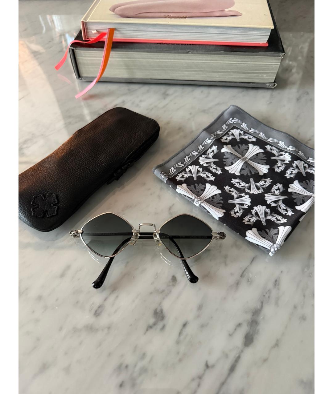 CHROME HEARTS Серые металлические солнцезащитные очки, фото 9