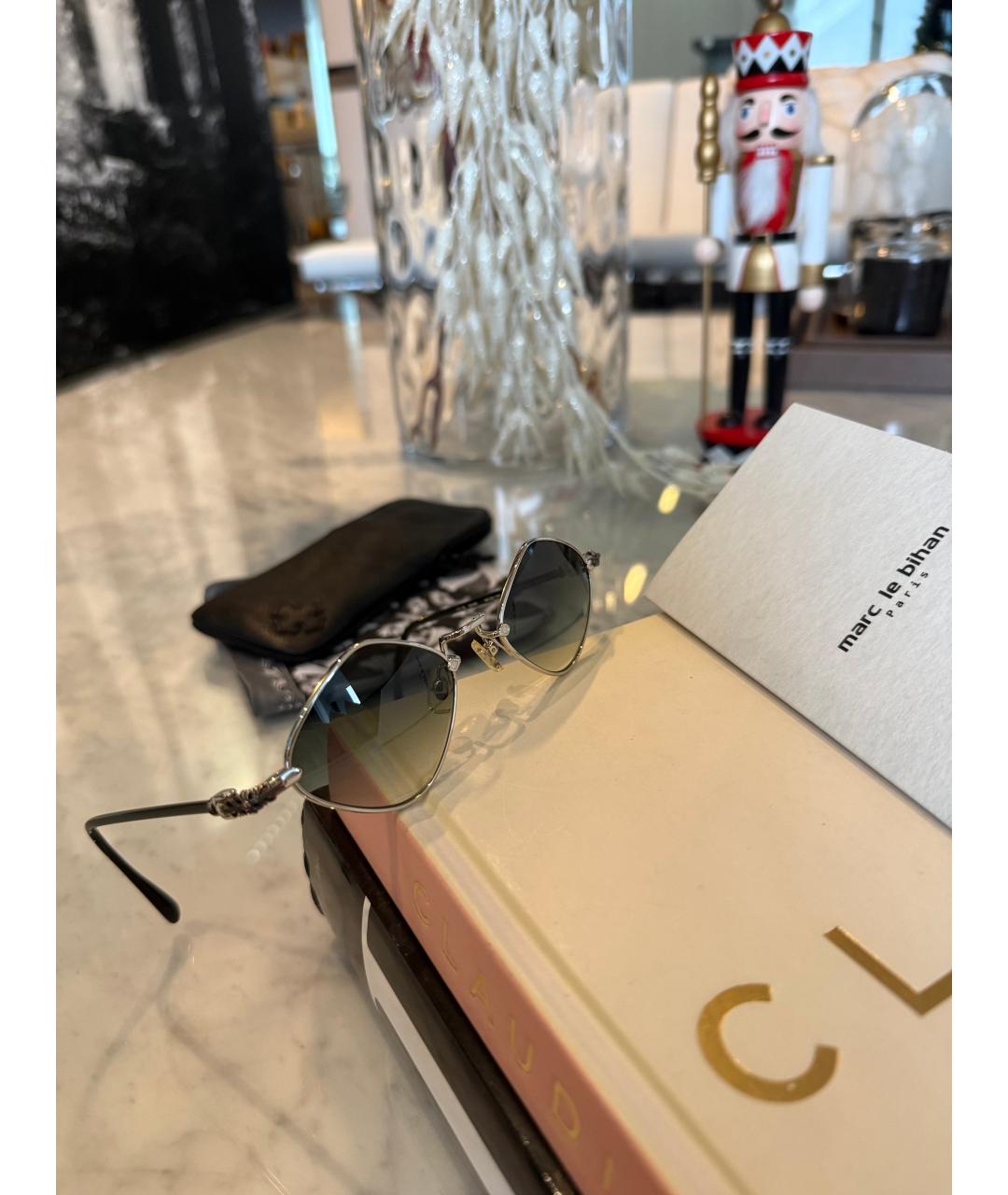 CHROME HEARTS Серые металлические солнцезащитные очки, фото 3