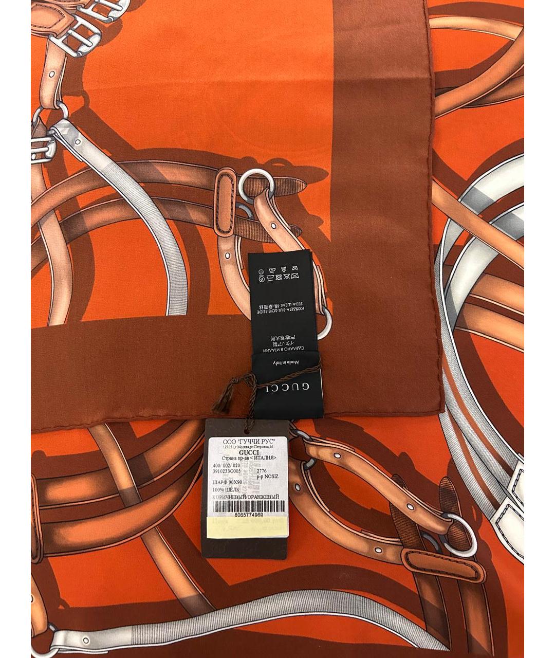 GUCCI Красный шелковый платок, фото 3