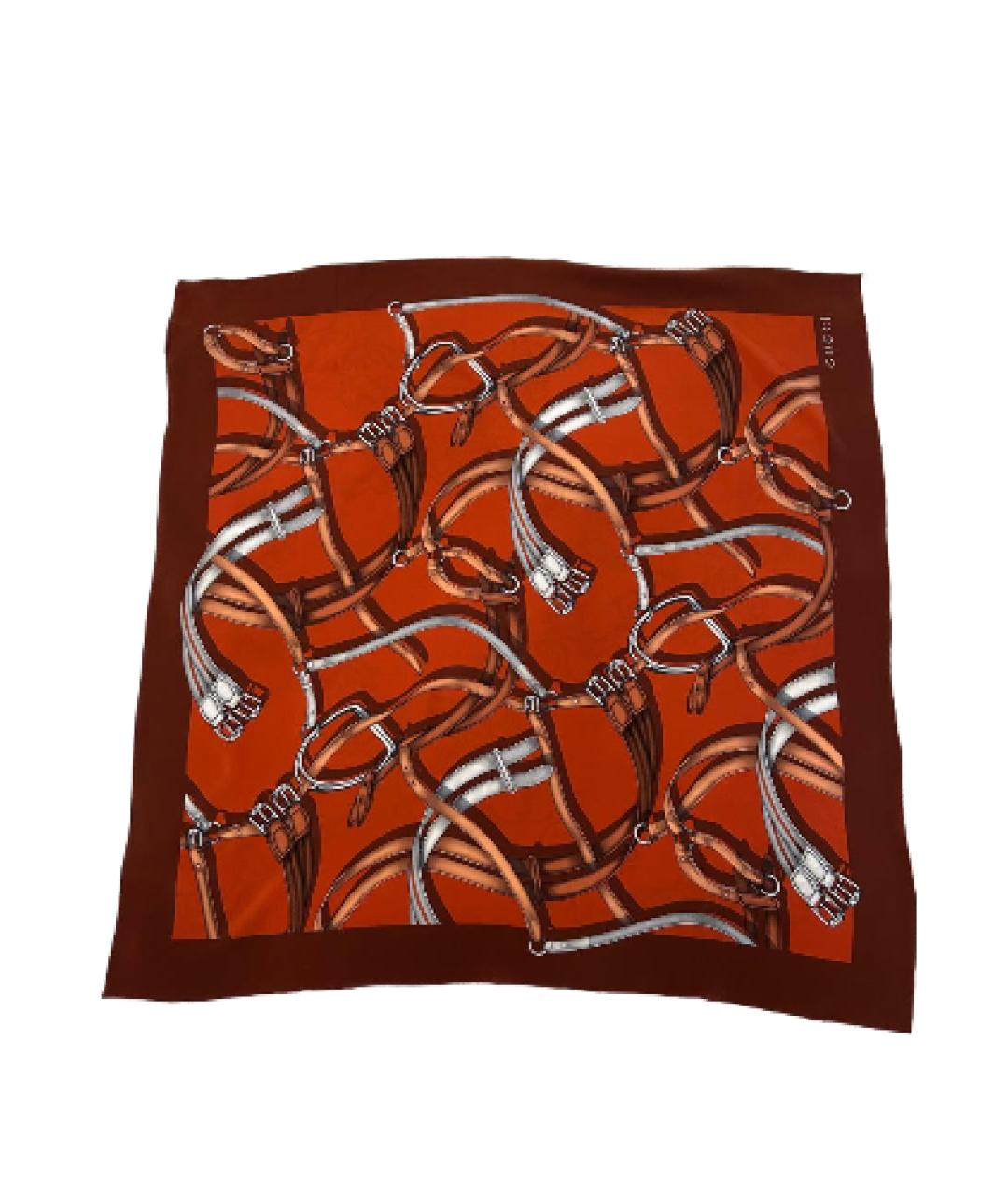 GUCCI Красный шелковый платок, фото 1