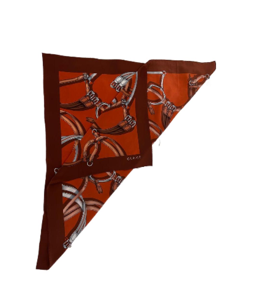 GUCCI Красный шелковый платок, фото 2