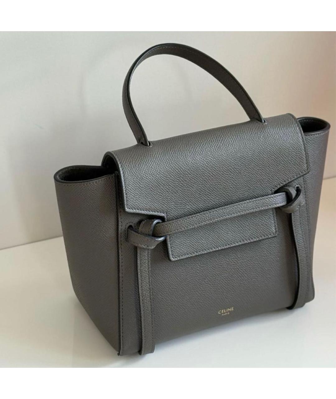 CELINE Антрацитовая кожаная сумка через плечо, фото 2