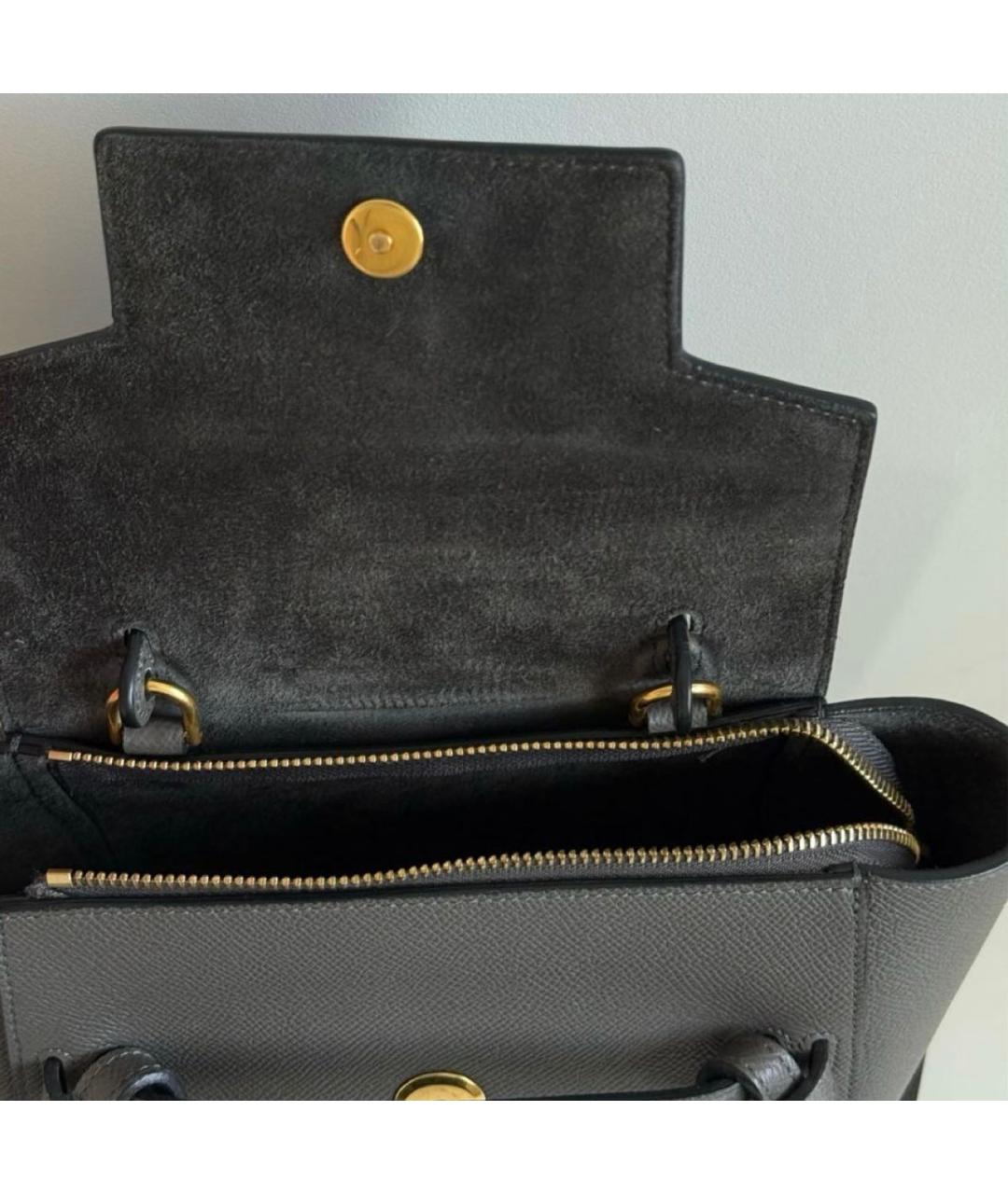 CELINE Антрацитовая кожаная сумка через плечо, фото 4