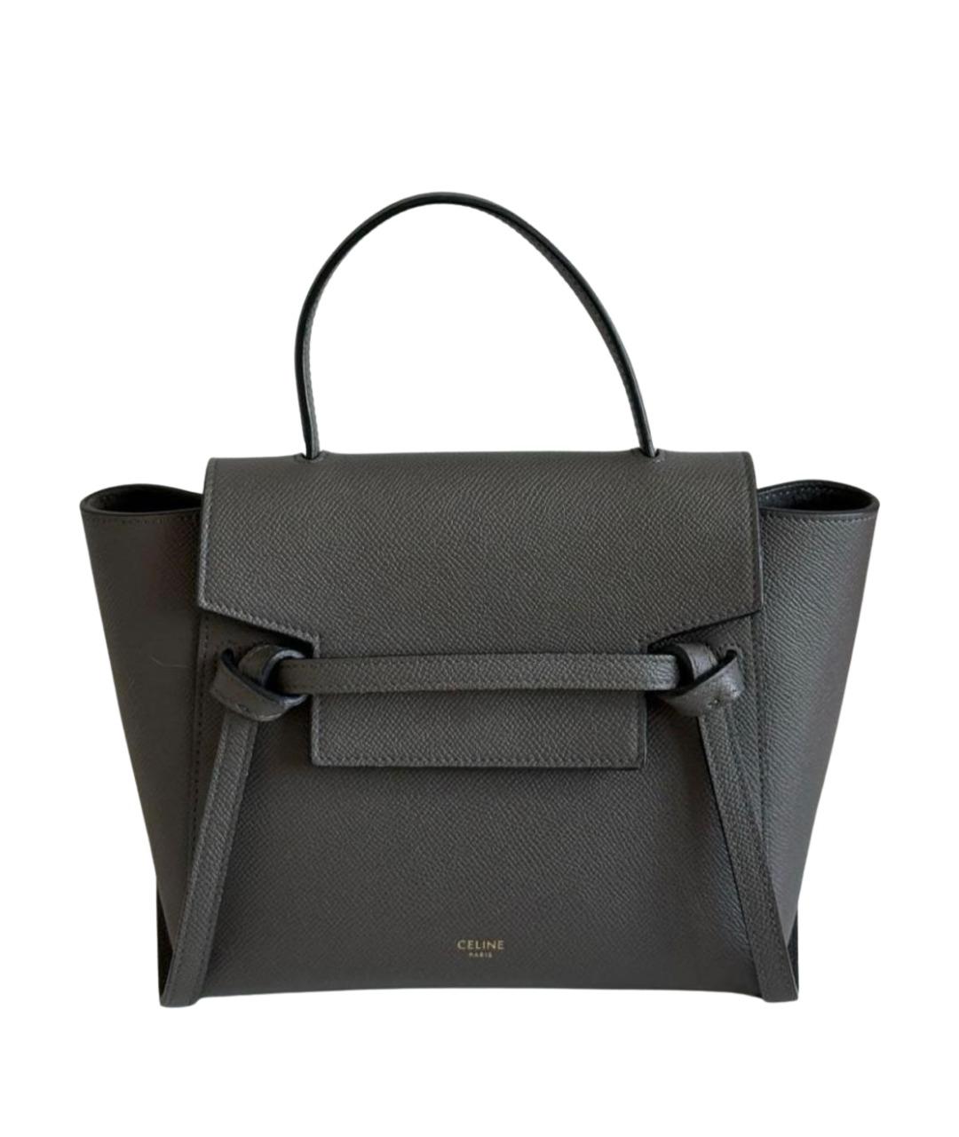 CELINE Антрацитовая кожаная сумка через плечо, фото 1