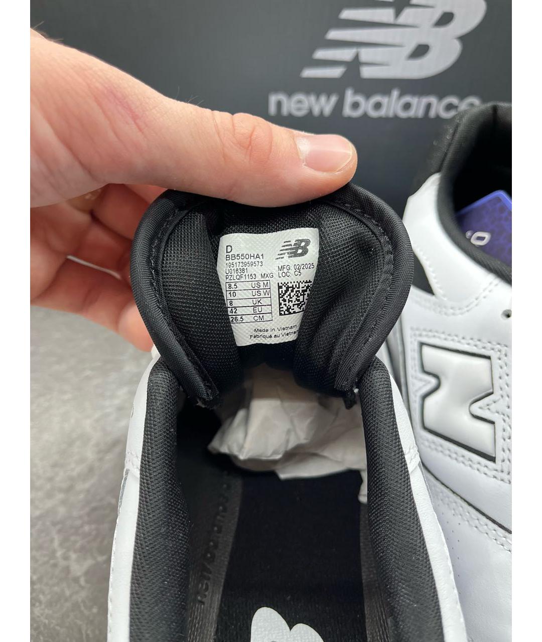 NEW BALANCE Белые низкие кроссовки / кеды из искусственной кожи, фото 5