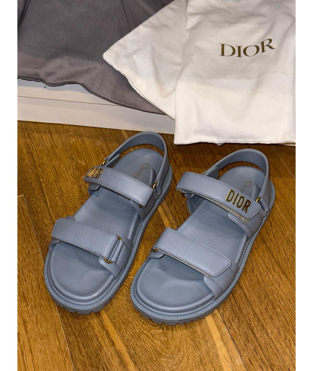 CHRISTIAN DIOR Голубые кожаные сандалии, фото 2
