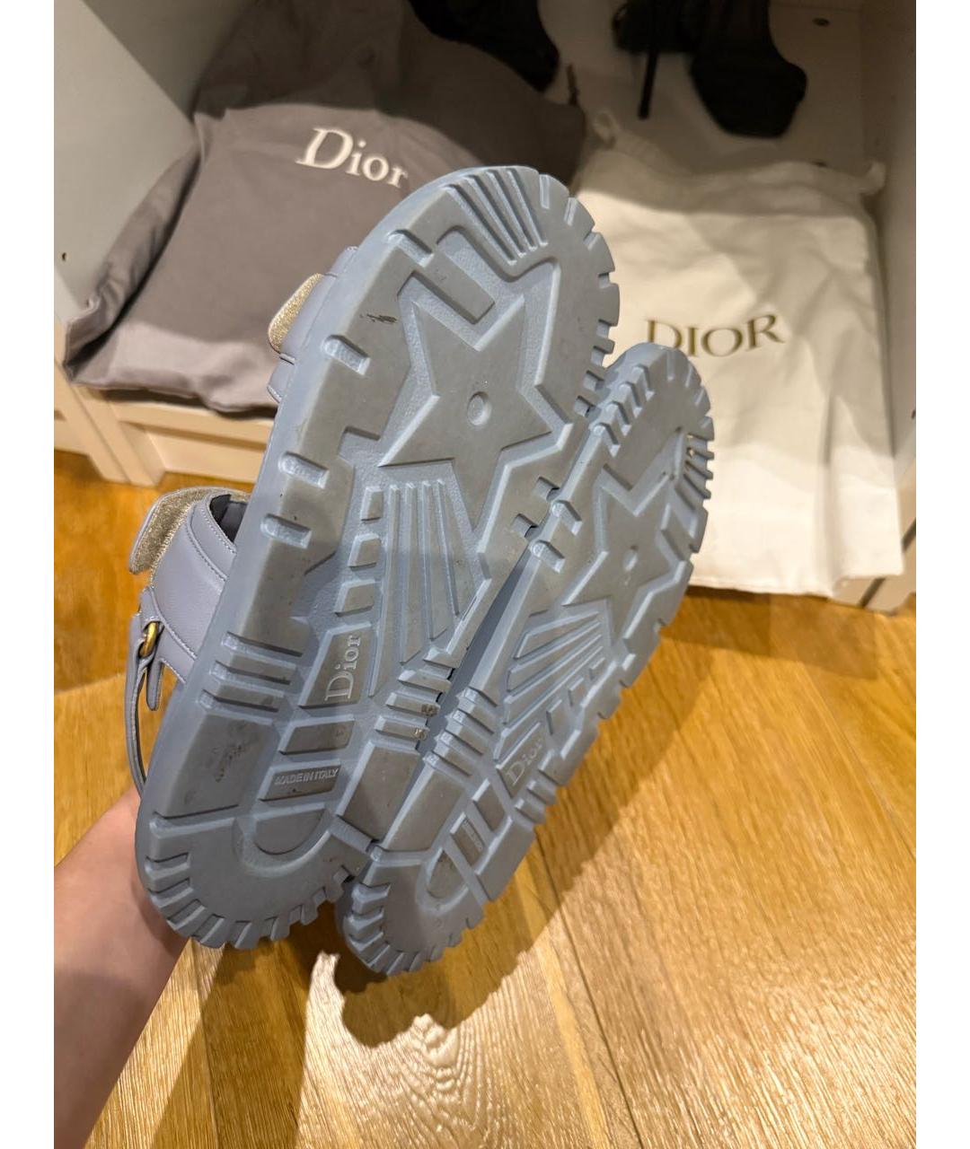 CHRISTIAN DIOR Голубые кожаные сандалии, фото 6