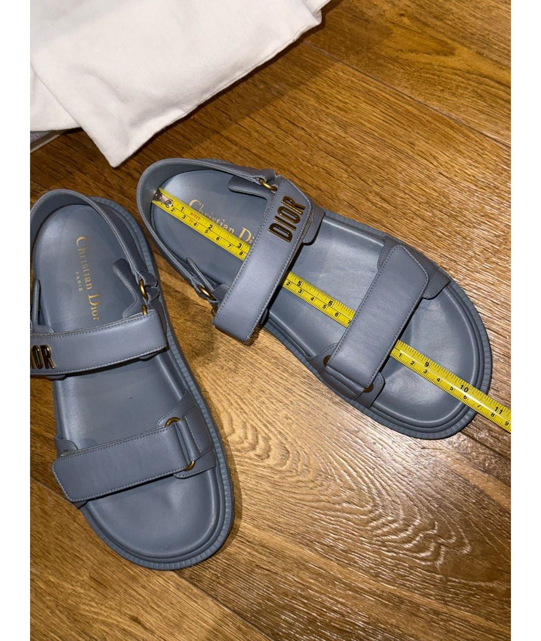 CHRISTIAN DIOR Голубые кожаные сандалии, фото 4