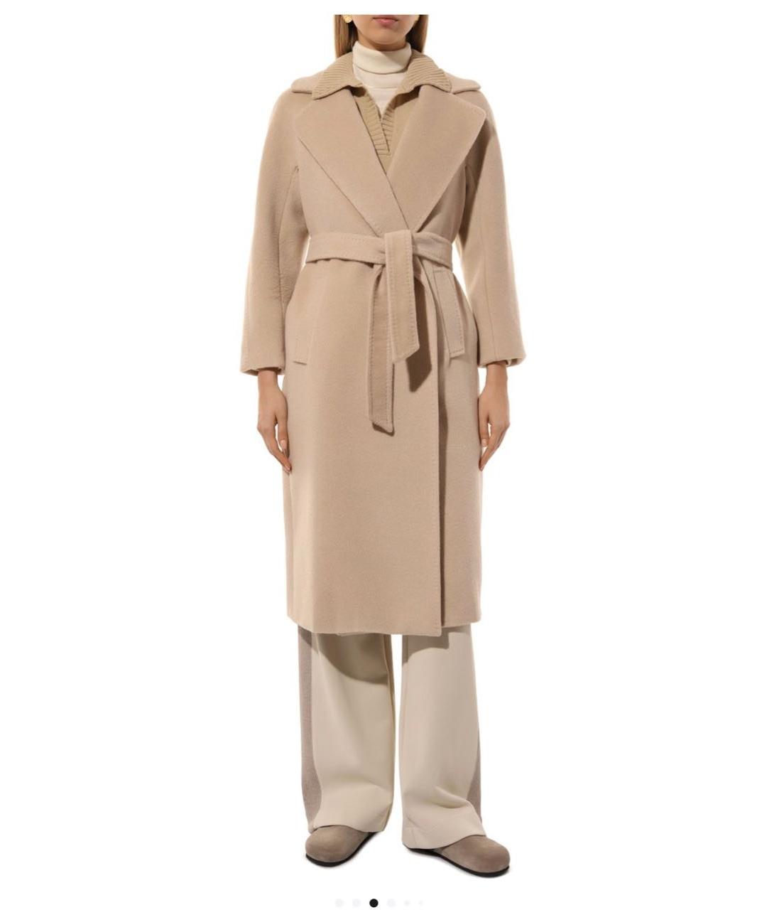 WEEKEND MAX MARA Бежевое шерстяное пальто, фото 3