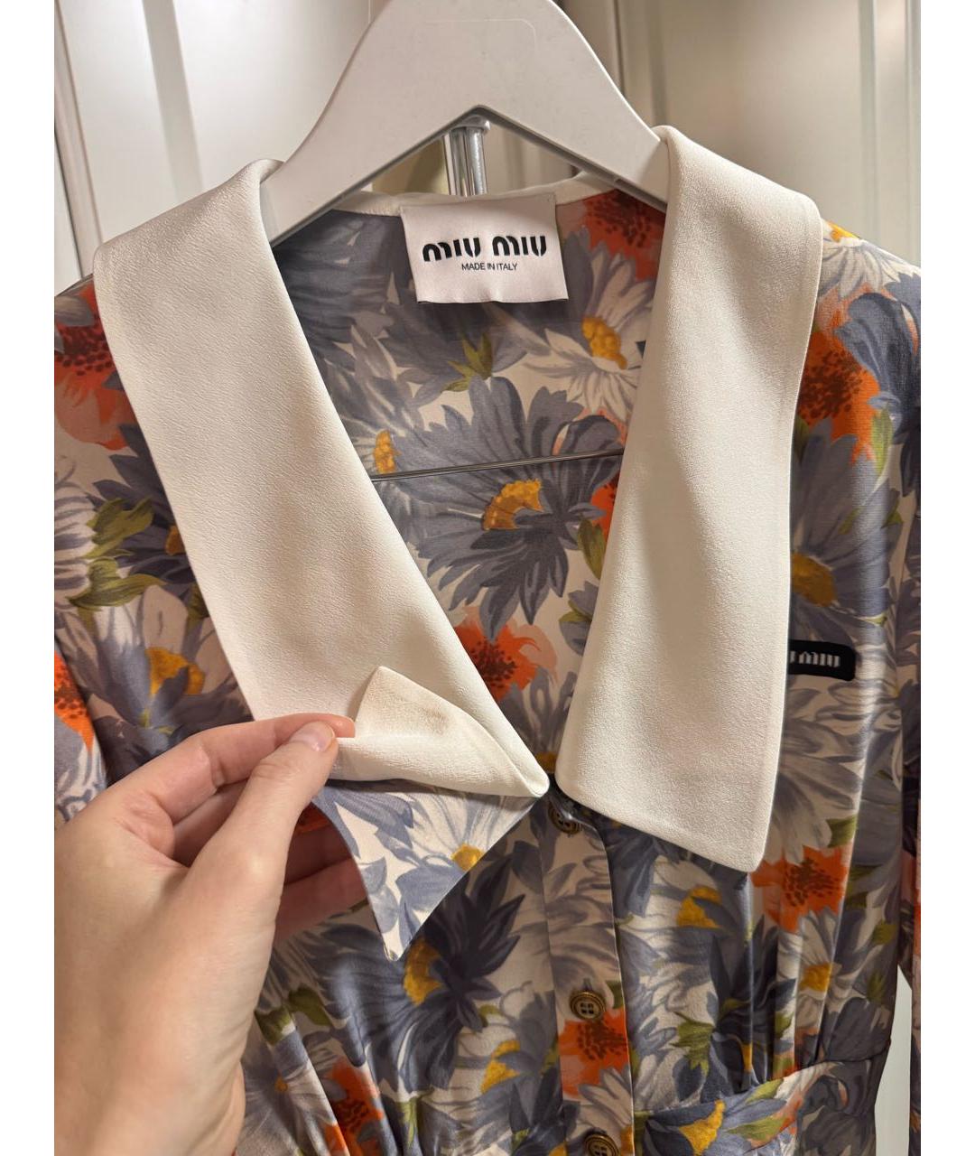 MIU MIU Голубое шелковое повседневное платье, фото 3