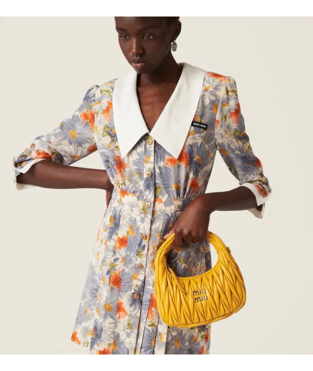 MIU MIU Голубое шелковое повседневное платье, фото 8