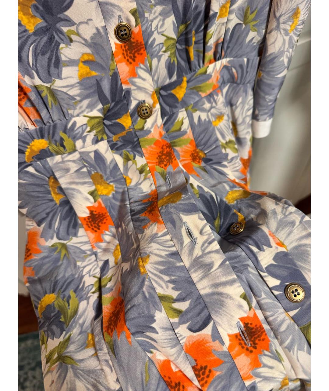 MIU MIU Голубое шелковое повседневное платье, фото 5