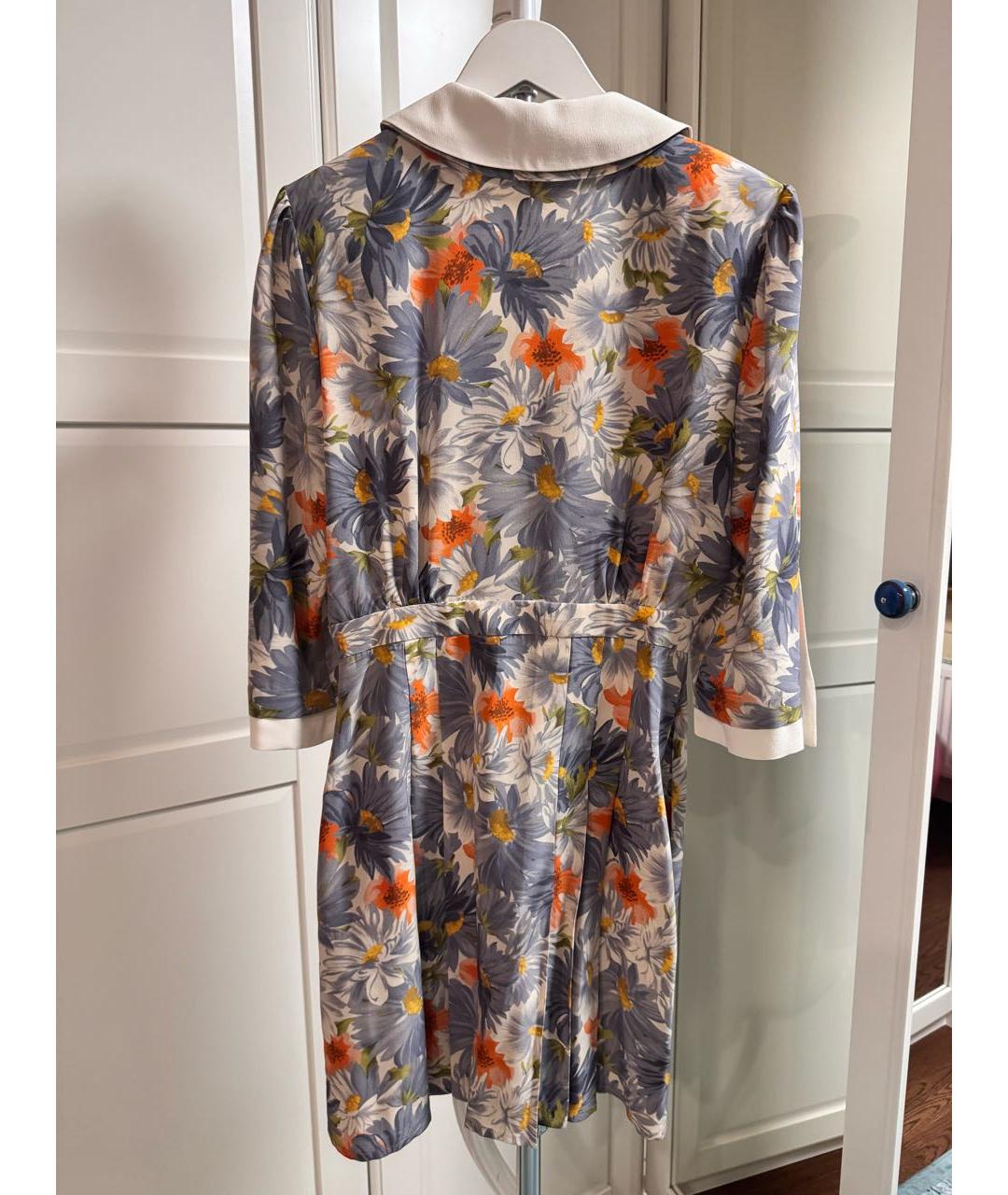 MIU MIU Голубое шелковое повседневное платье, фото 2