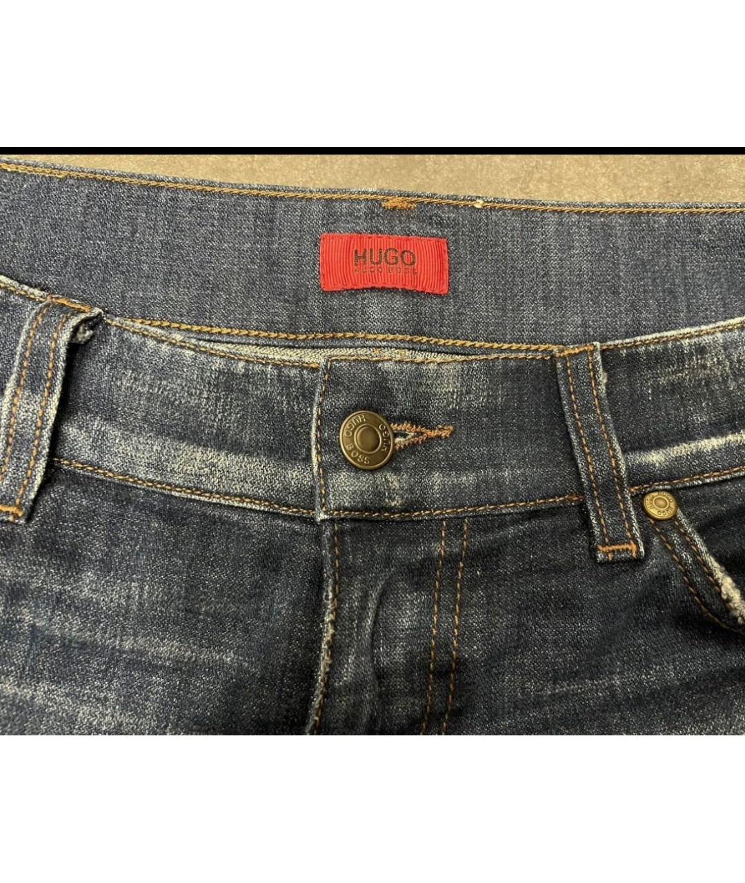 HUGO Синие хлопковые прямые джинсы, фото 3