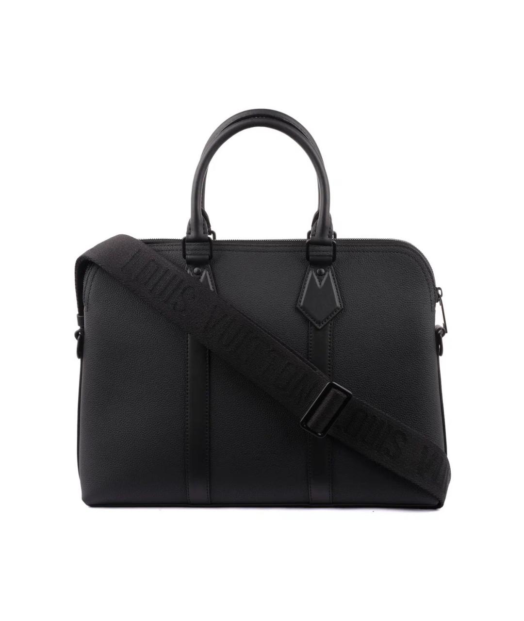 LOUIS VUITTON Черный кожаный портфель, фото 9