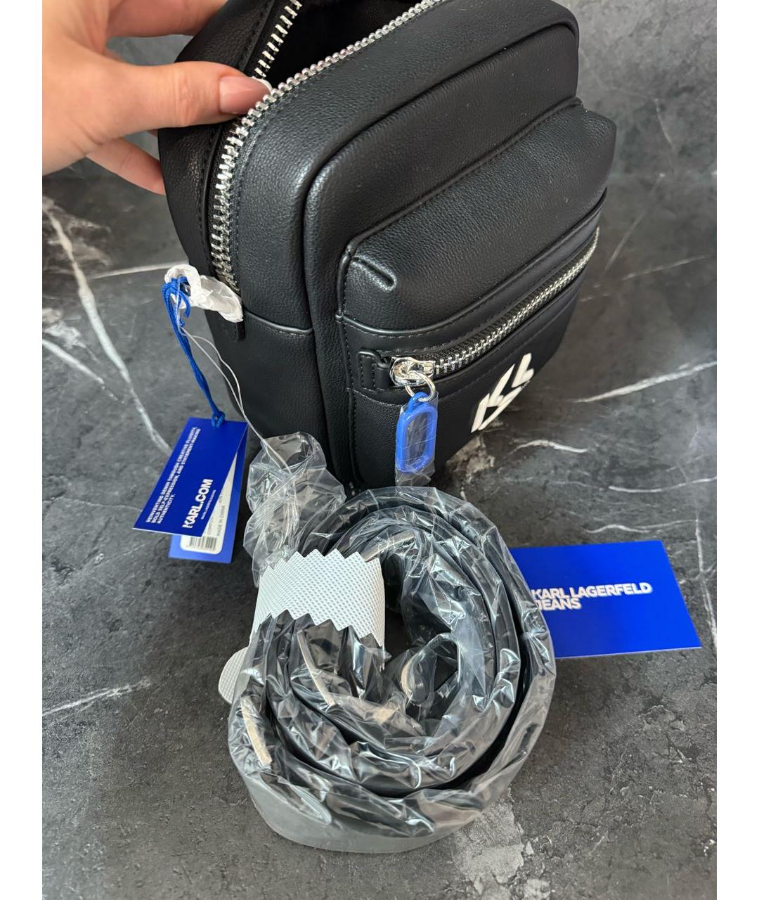 KARL LAGERFELD Черная сумка на плечо из искусственной кожи, фото 7
