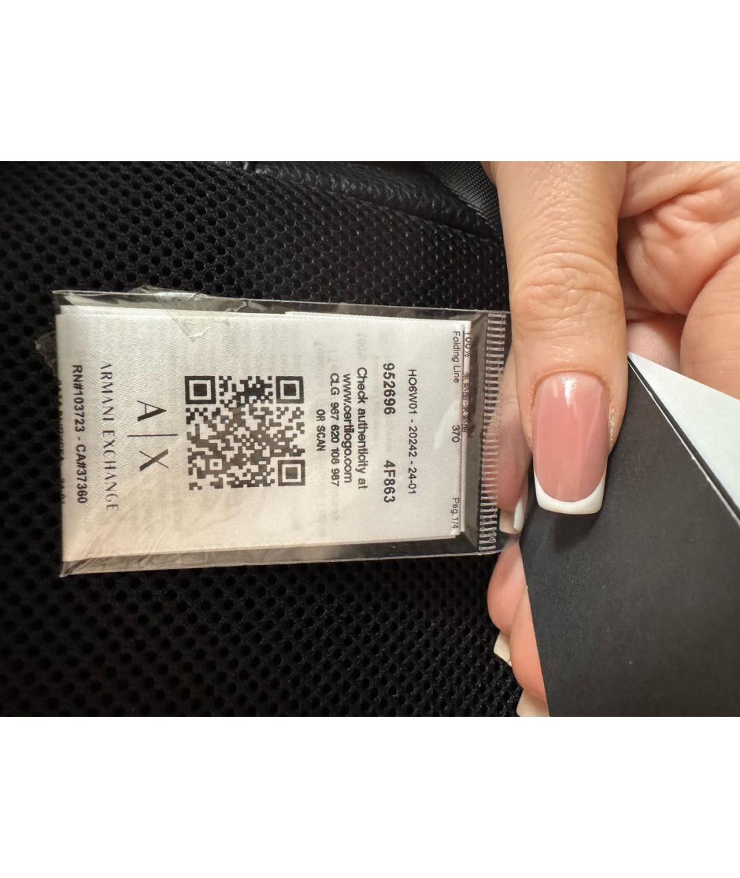 ARMANI EXCHANGE Черная сумка на плечо из искусственной кожи, фото 6