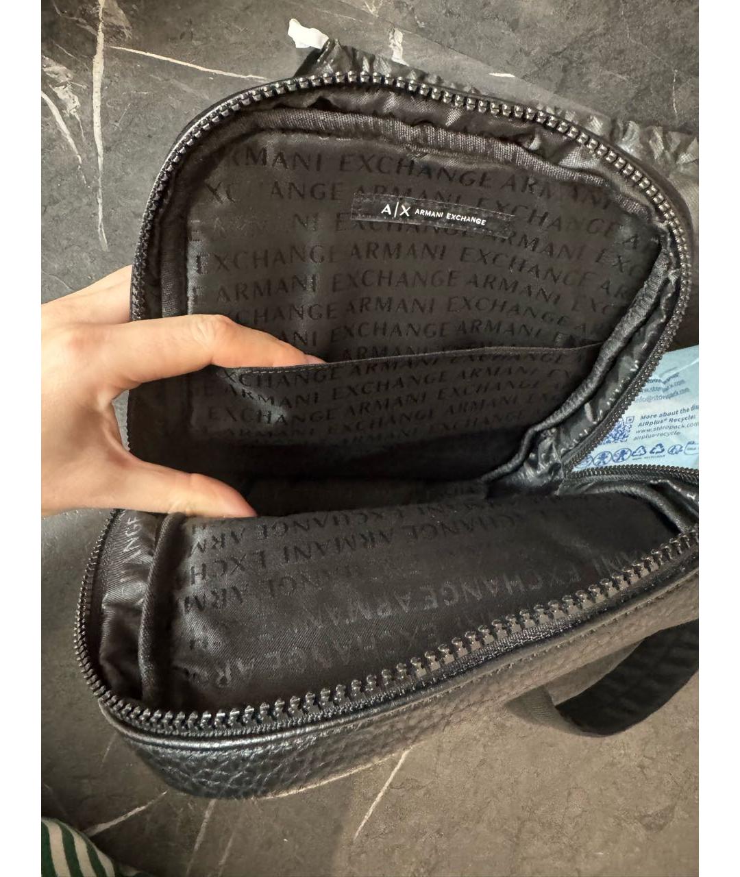 ARMANI EXCHANGE Черная сумка на плечо из искусственной кожи, фото 4