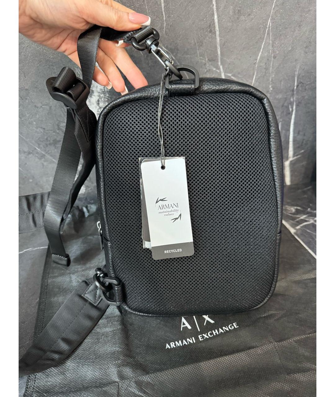 ARMANI EXCHANGE Черная сумка на плечо из искусственной кожи, фото 3