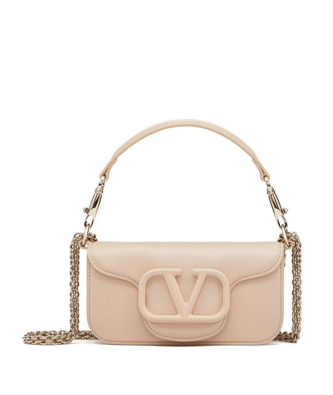 VALENTINO Бежевая кожаная сумка с короткими ручками, фото 3