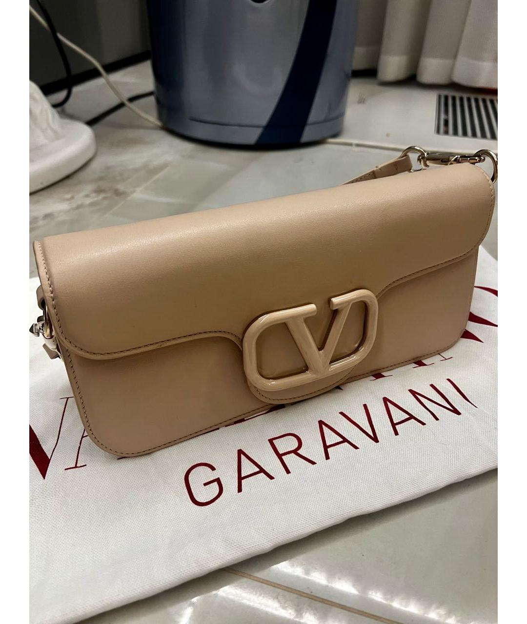 VALENTINO Бежевая кожаная сумка с короткими ручками, фото 2